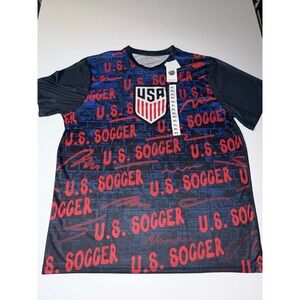 US Soccer Men T-Shirt XL USA Red Black Blue Licensed Athletic Team Grunge NWT